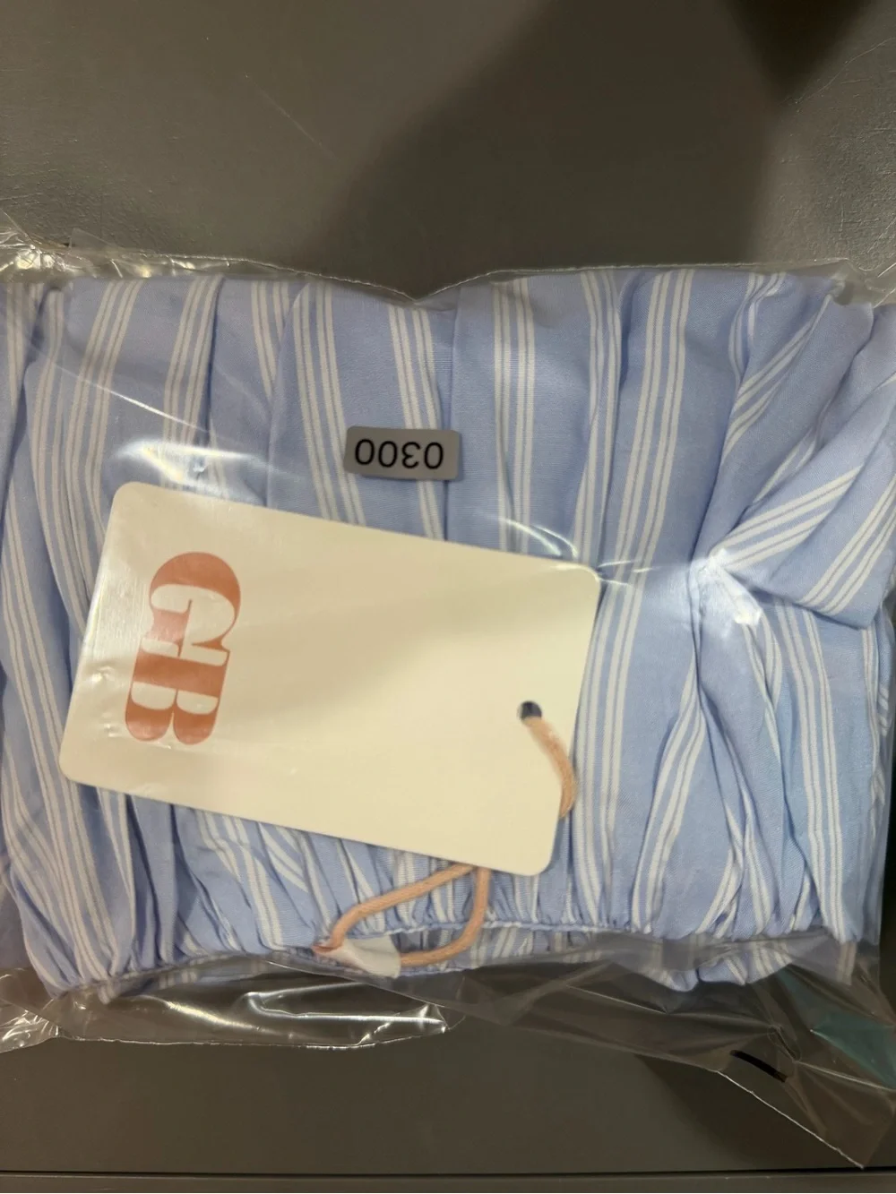 NWT GB Blue Stripe Bubble Mini Skirt Cotton Poplin Size L